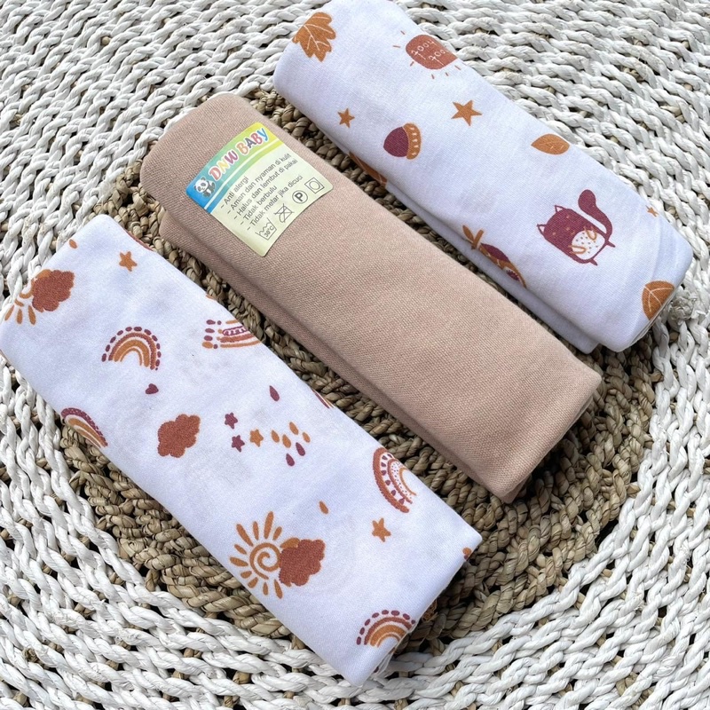 PROMO 7.7 3 PCS Bedong Bayi Pernel Bayi Alas Ompol Bayi Alas Tidur Bayi Selimut Bayi Pernel Warna DNW BABY