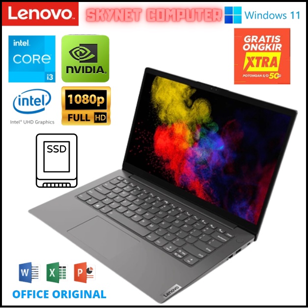 LENOVO V14 G2 INTEL CORE i3 1115G4 RAM8GB SSD256GB NVIDIA MX350 FHD WINDOWS 11 + OFFICE ORIGINAL