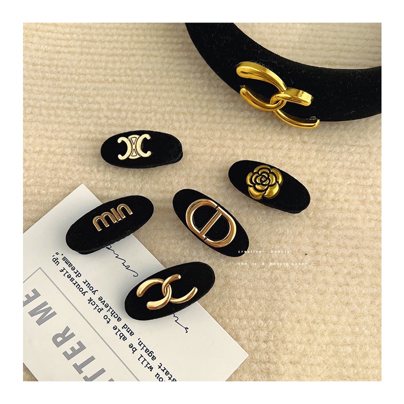 Logam Huruf Klip Rambut Klip Sisi Klip Poni Klip Aksesoris Rambut Hiasan Kepala Hair Clip Duckbill Clip Perempuan Musim Gugur Dingin Beludru