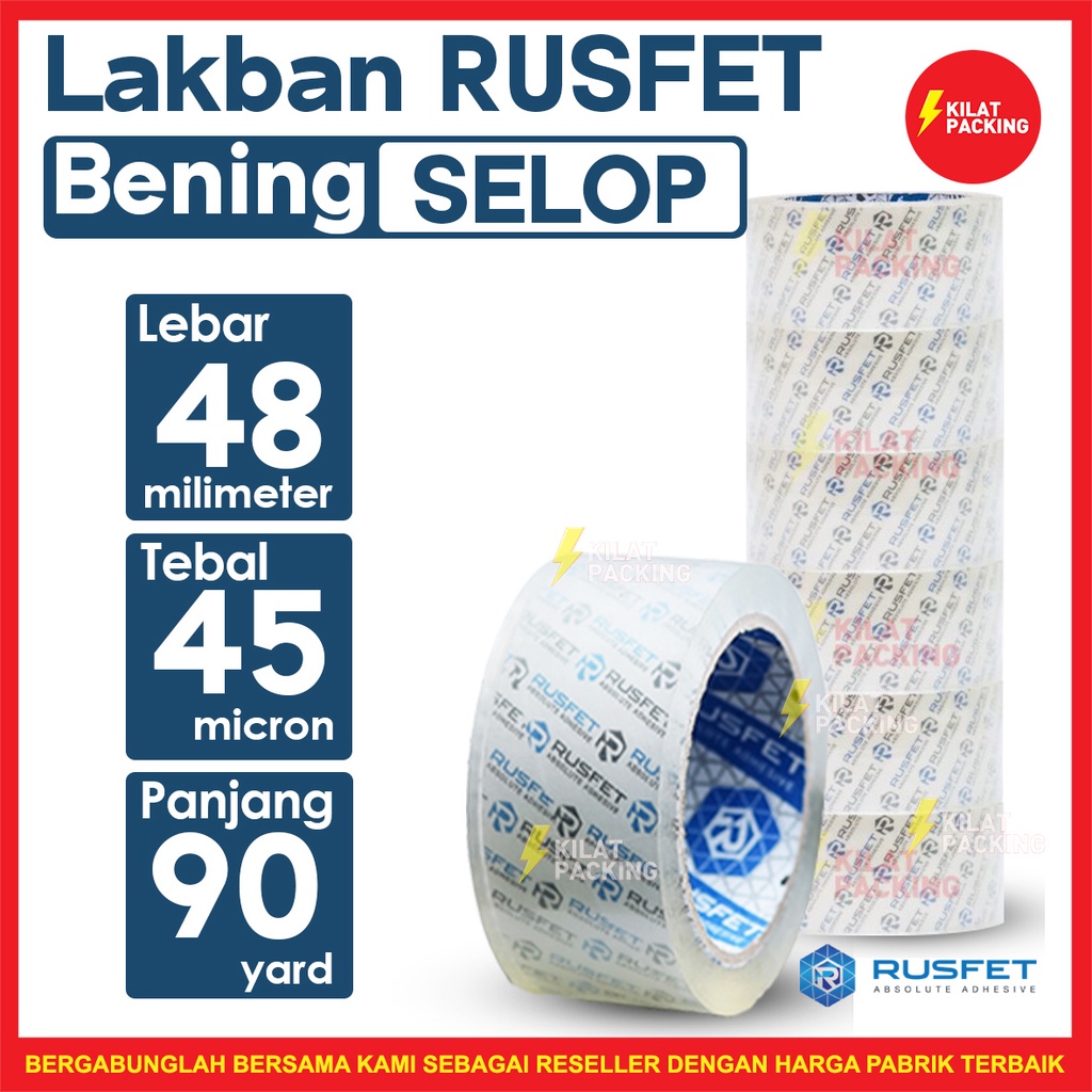 

Lakban Rusfet Premium Quality 48 mm x 90 yard 1 Selop isi 6