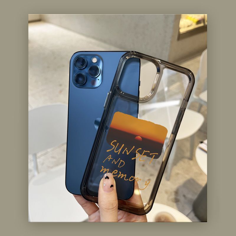IPHONE Sunset Memory Shockproof Soft Phone Case Kompatibel Untuk Iphone14 11 13 12 Pro XS Max Casing X XR 78 6 6S Plus Cover TPU Transparan