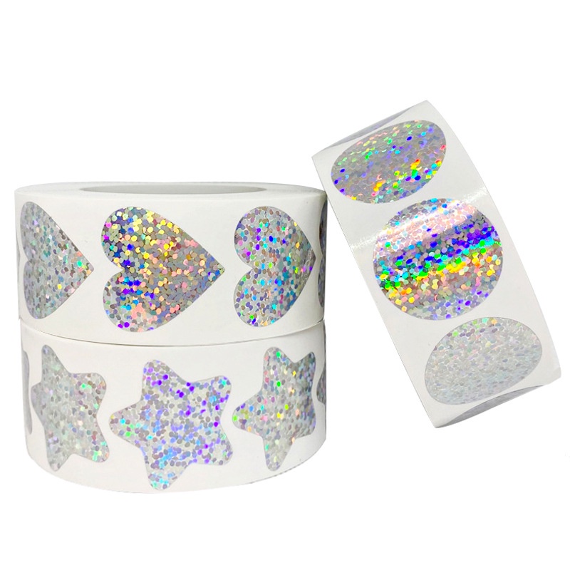 

(50PCS) STIKER HOLOGRAPICH BLINK BLING BENTUK LOVE BINTANG BULAT/ STICKER LABEL HOLO ONLINE SHOP
