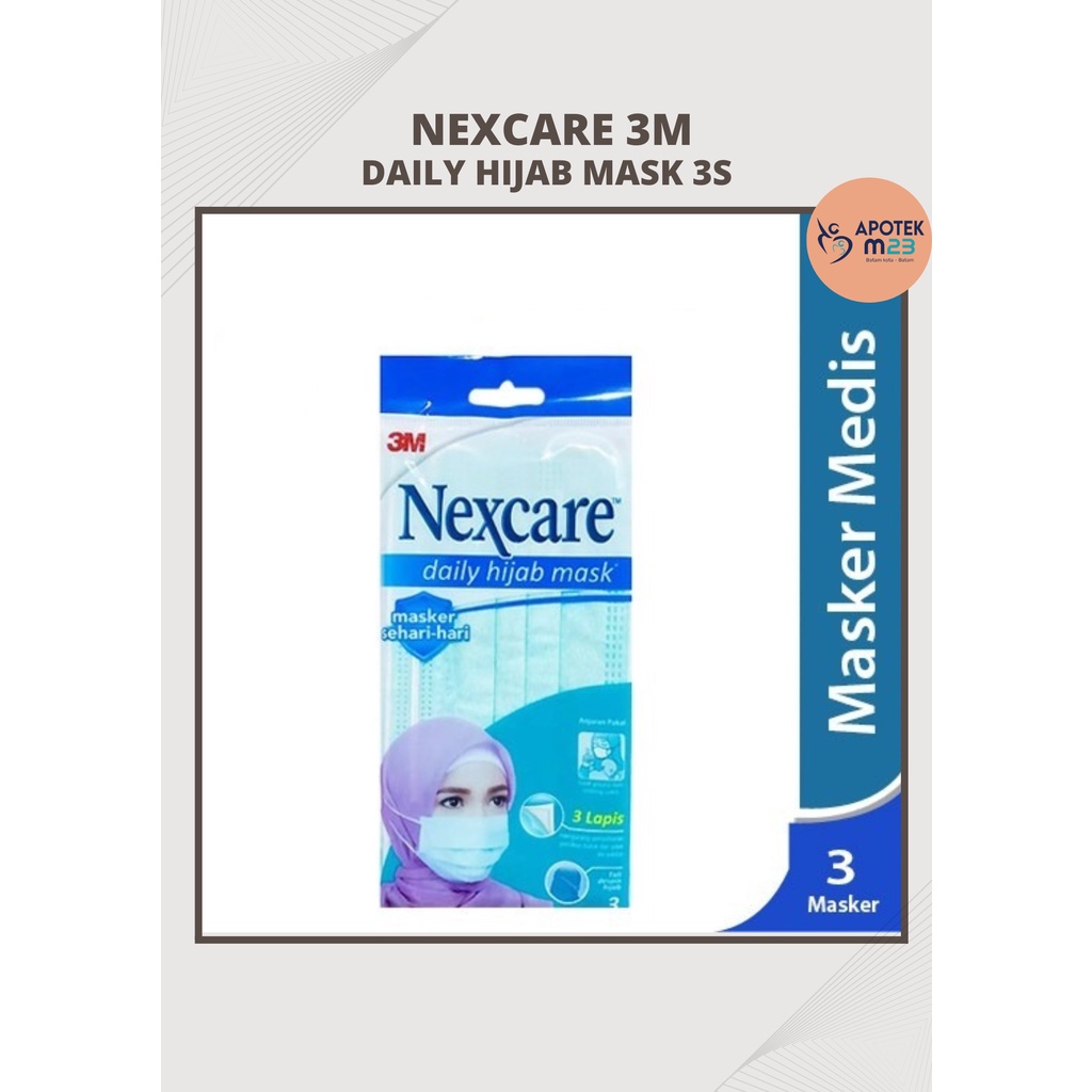 Nexcare 3M Masker Hijab Jilbab Headloop 3 Ply - 3 Masker