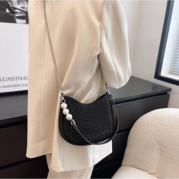 BJ65202 - BLACK/SILVER - TAS SLEMPANG MANIK MUTIARA BLINK WANITA FASHION IMPORT MODIS ELEGAN TERMURAH TERLARIS TERBARU BAGSTORE JAKARTA TAS BATAM ZCJ5202 LT2099 CR7855 GT1983