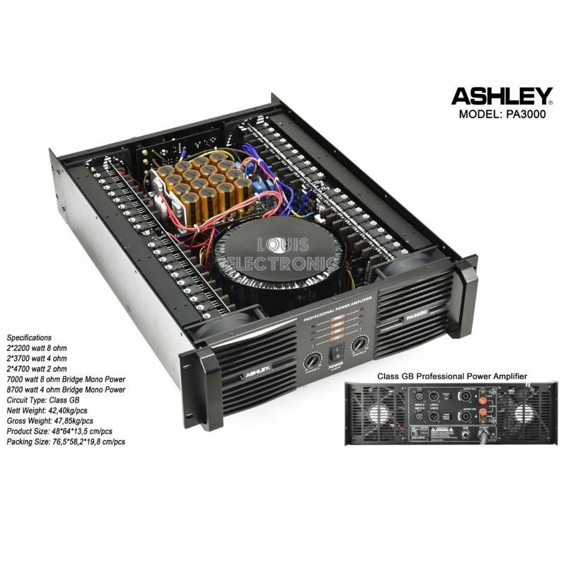 Power Amplifier ASHLEY PA3000 PA 3000 2 Channel Class GB ORIGINAL