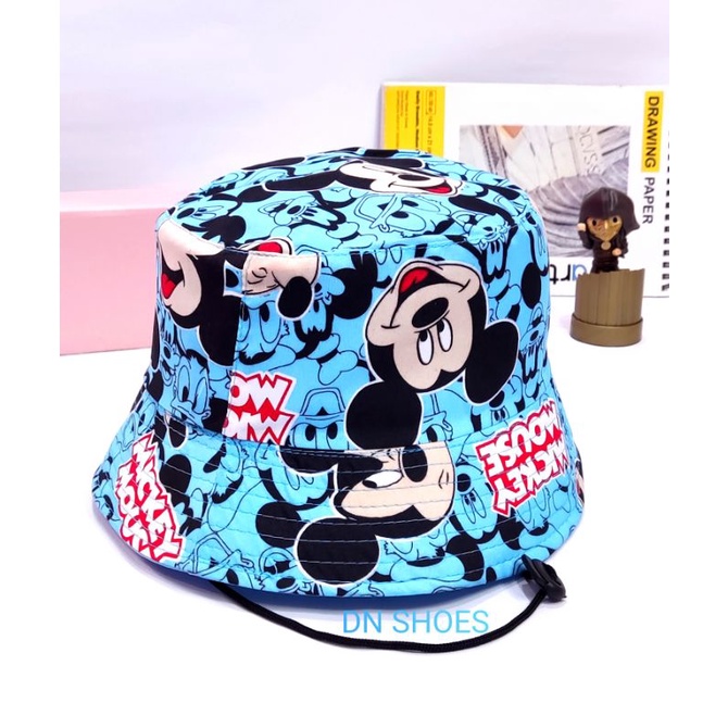 Topi Bucket Anak Perempuan Karakter uniqorn kudaponi kucing hitam