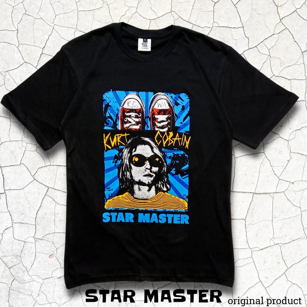 Kaos Distro Pria Original Star Master NIRVANA Kurt Cobain Kaos Distro Lengan Pendek Bahan Cotton Com