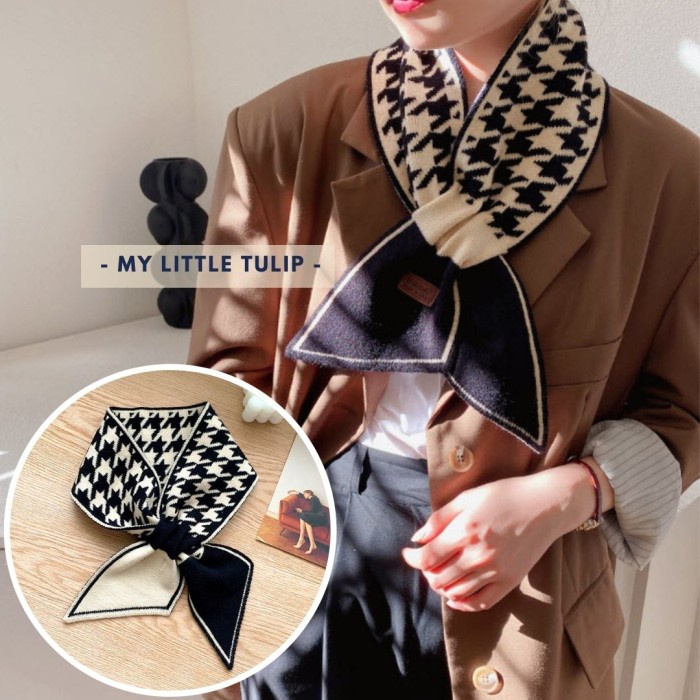 SYAL IKAT LEHER MUSIM SEMI HOUNDSTOOTH / SPRING SCARF / SYAL WANITA