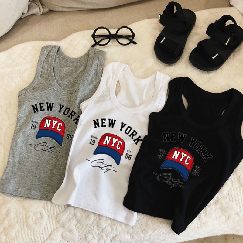 Singlet Anak Laki Laki Dan perempuan Usia 2 sampai 10 tahun NYC Kaos Anak Laki Laki Tanktop Anak Baju Anak Kaos Oblong Anak