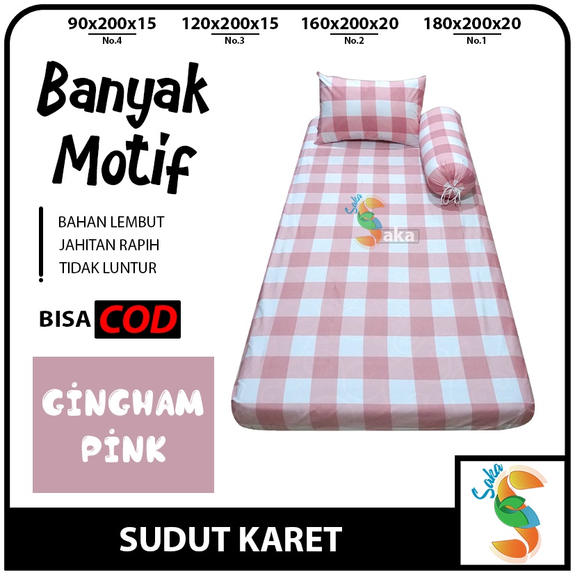 {PROMO SAKA} Seprei Karet Set Motif Kotak-kotak Ukuran No.3 (120x200x15cm) | Gingham | Aesthetic