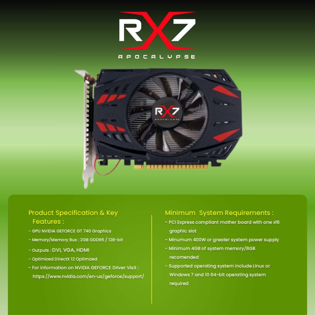 VGA RX7 GT740 2GB GDDR5 128 BIT REAL CAPACITY RESMI GARANSI 1 TAHUN