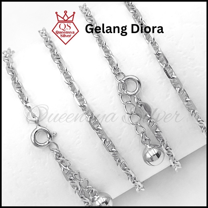 Gelang Perak Asli | Gelang Kaki Perak Lapis Emas Diora Queensya Silver