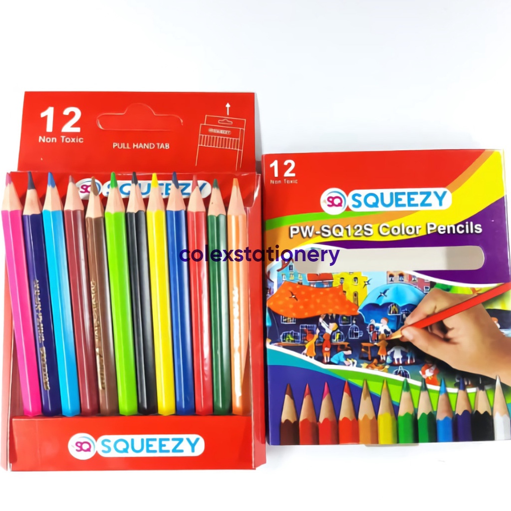 

Pensil Warna / Pensil Warna Kayu Squeezy 12 Warna Pendek