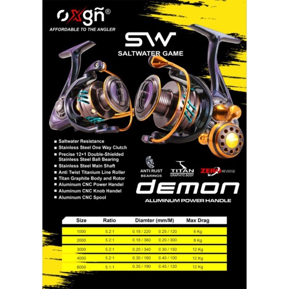 Reel SPINNING OXGN DEMON SALTWATER GAME