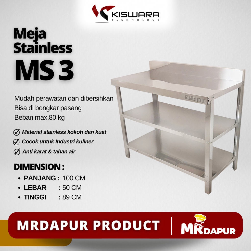 Meja Stainless Steel MrDapur MS 3 kiswarabandung