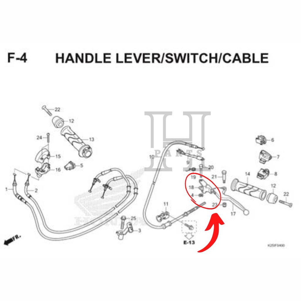 TAHANAN HANDLE PENGUNCI REM KIRI BELAKANG LEVER COMP BRAKE LOCK VARIO 125 TECHNO HELM IN BEAT POP FI ESP KARBU 53181-KVB-900 ASLI ORIGINAL AHM HGP HONDA