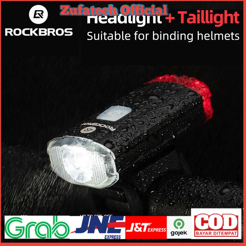 Rockbros Lampu Sepeda Depan &amp; Belakang USB Rechargeable 100 Lumens - YQ-TD100LM - Black