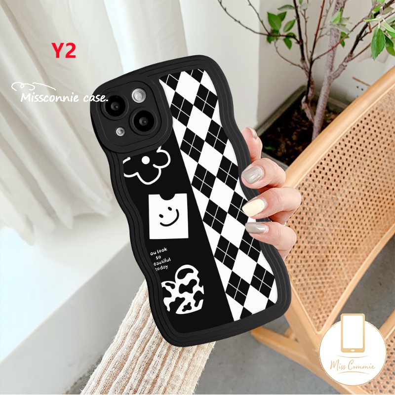 Redmi 9A 12C A1 9 10 10A A1+9T 10C A1 9C Mi 11T Pro Note10 11Pro+9 8 11 9Pro 9s 10s 11s 10Pro PO CO M3 Pro X3 NFC Little Monster Papan Catur Diamond Grid Lembut Bergelombang Casing Edge