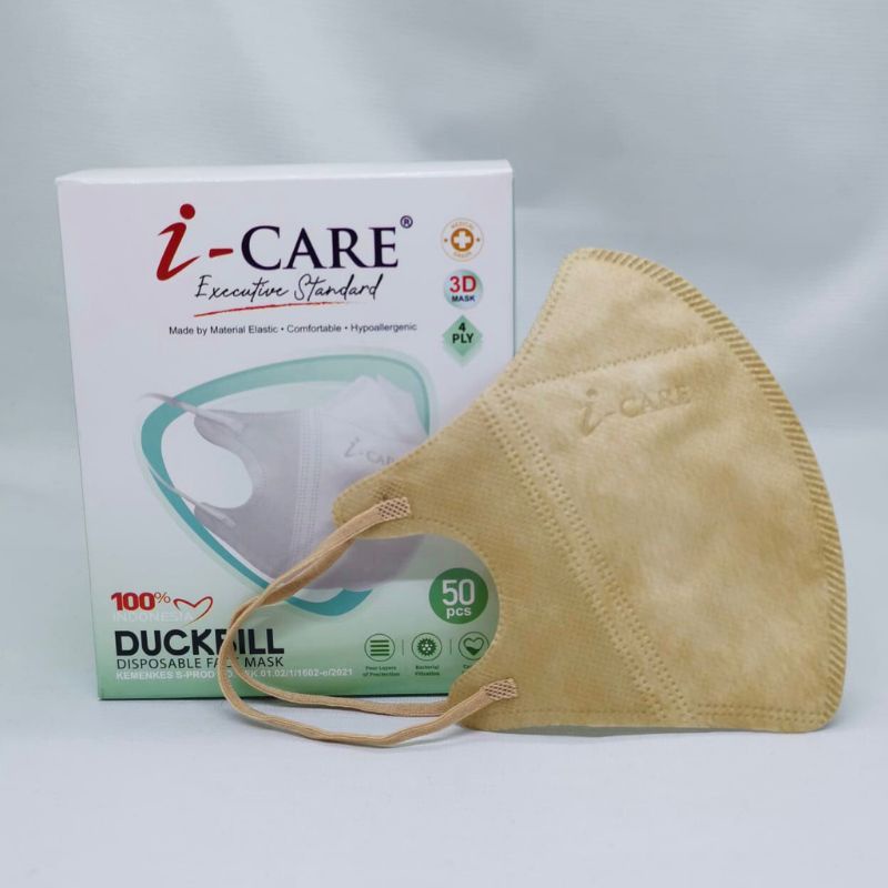 MASKER DUCKBILL I-CARE SKIN NUDE 4 PLY DISPOSABLE FACE MASK ISI 50 PCS