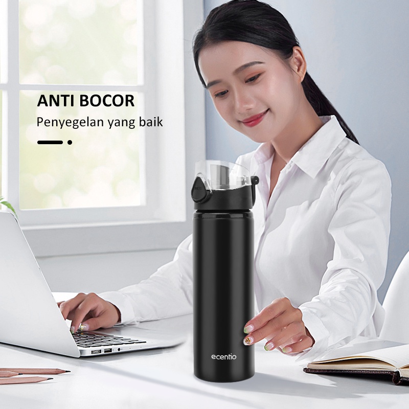 ecentio botol minum 1 liter aluminium/ Botol Tumbler Olahraga Kantor/ Botol Air Minum anti tumpah dan Dingin 1 Liter