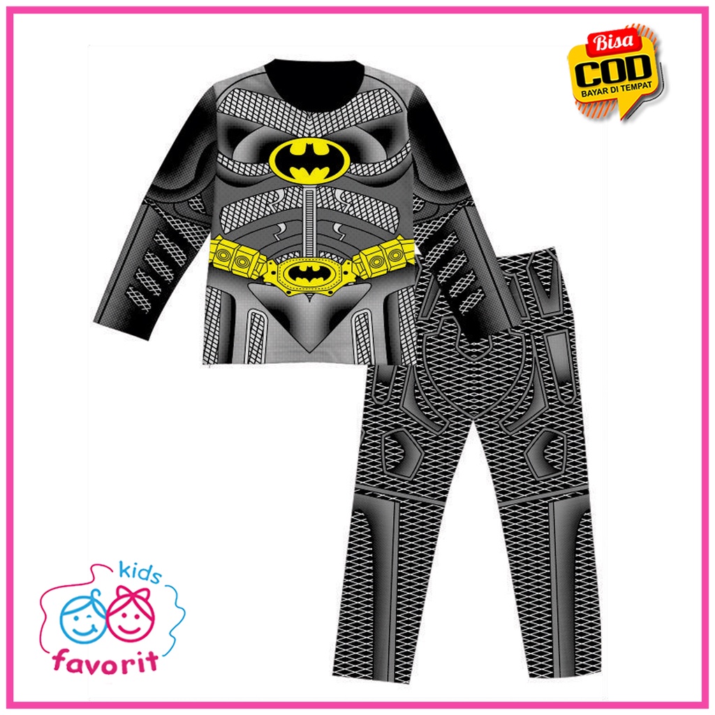 Favorit kids Piyama Setelan anak laki laki lengan panjang celana panjang motif batman