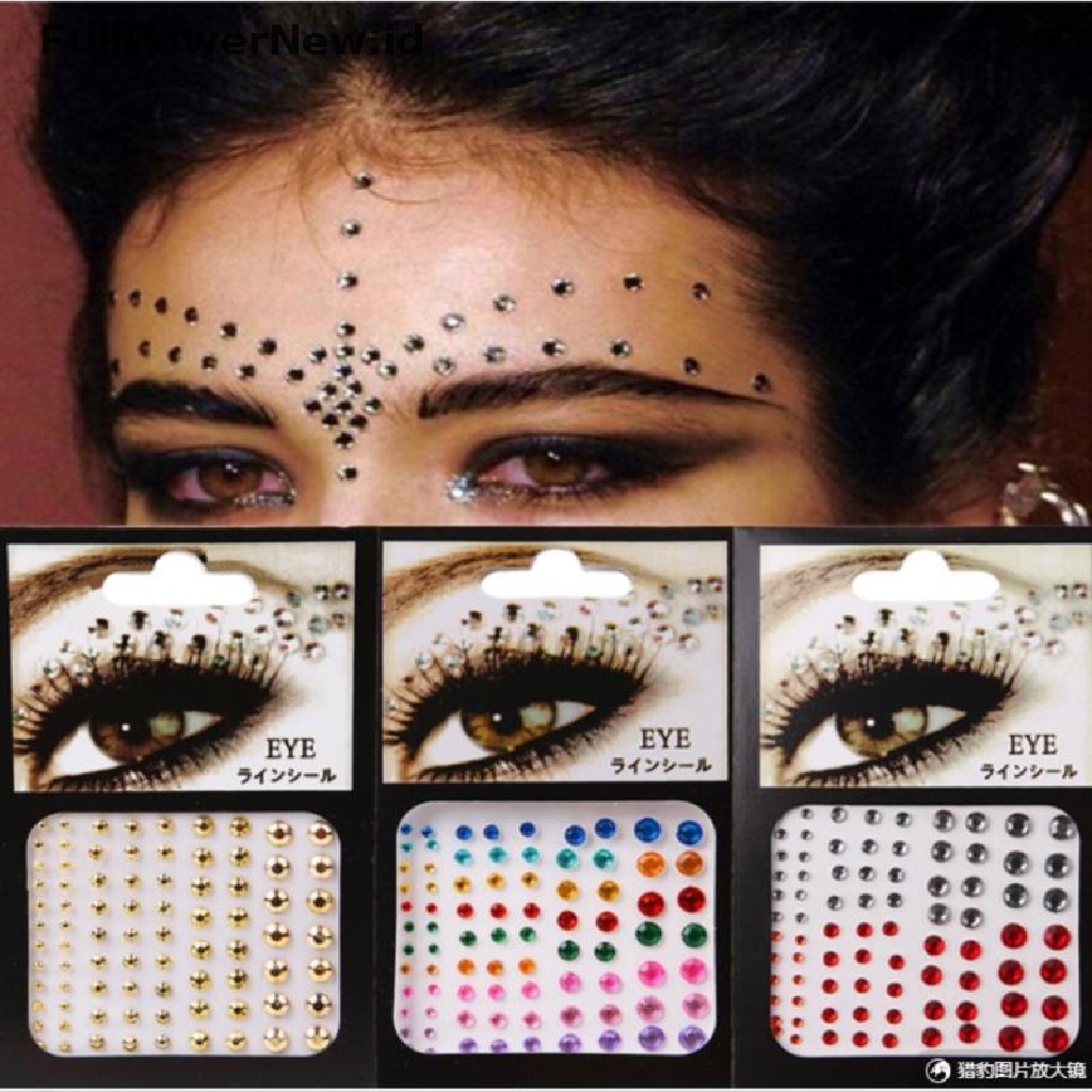 Power Stiker Tato Glitter Berlian Makeup Eyeliner Eyeshadow Wajah Berlian Imitasi Stiker ID