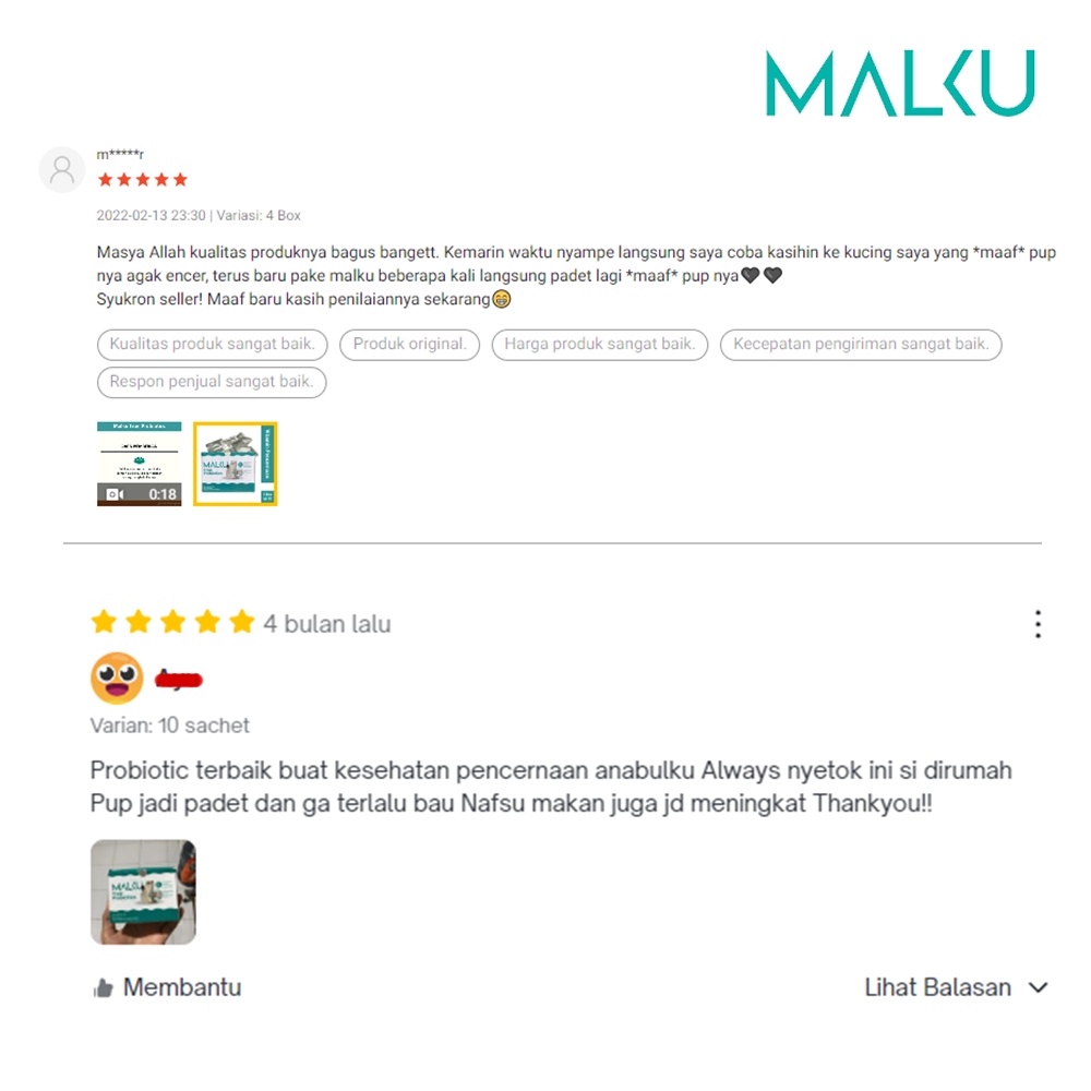 MALKU True Probiotic - MALKU Vitamin Pencernaan Kucing Mencret Diare