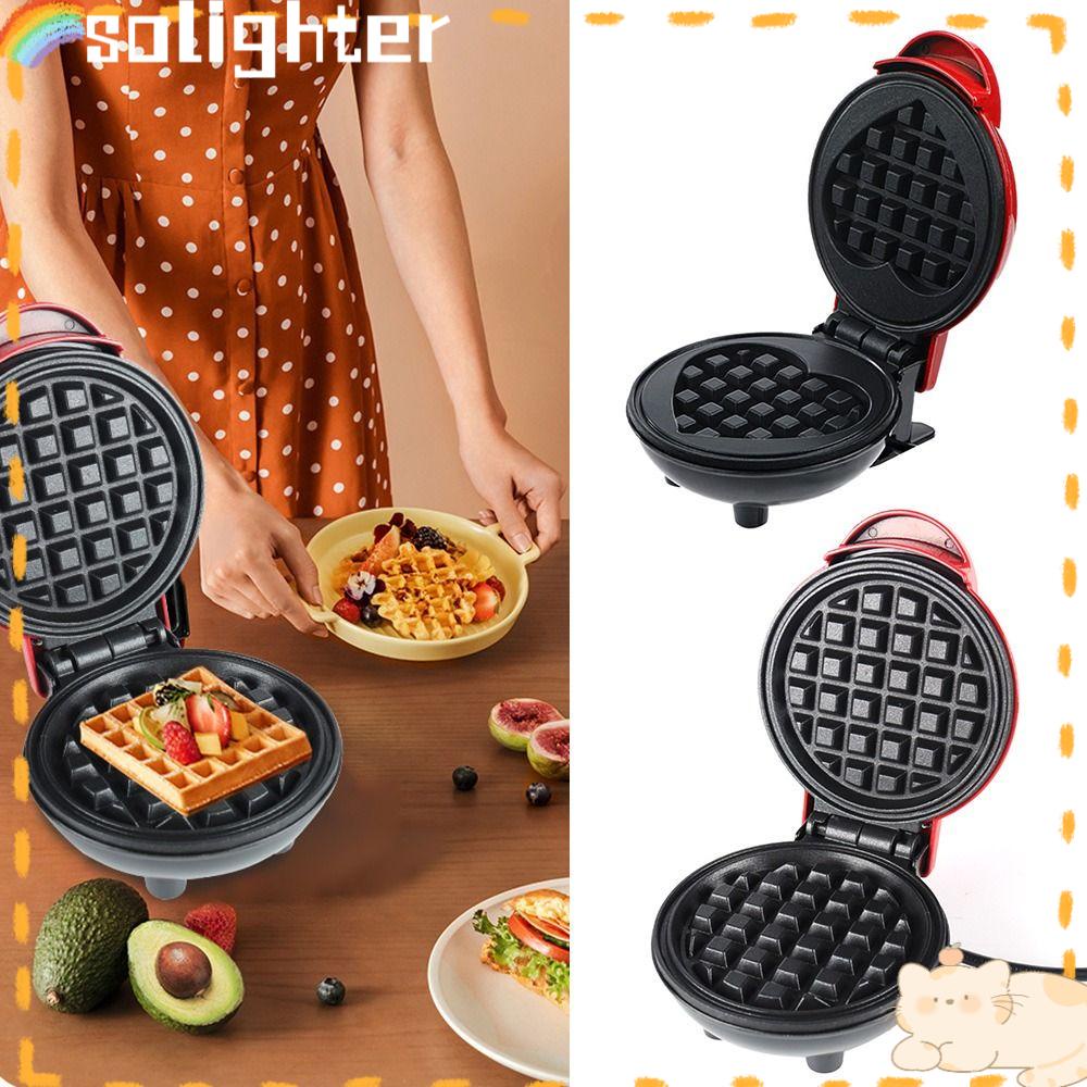 Solighter Waffle Maker Mini Dapur Masak Pancake Kue Membuat Cetakan Waffle Elektrik Sandwich Maker