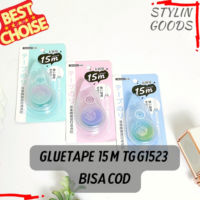 

GLUE TAPE TWINGGO TG G1523 15 METER / GLUE TAPE TRANSPARAN TERBARU DAN TERMURAH BISA GROSIRAN
