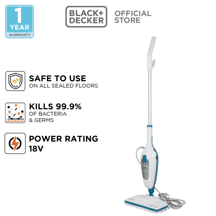 Black+Decker Steam Mop Cleaner Pel Uap 1300W (FSMH13E5-B1)