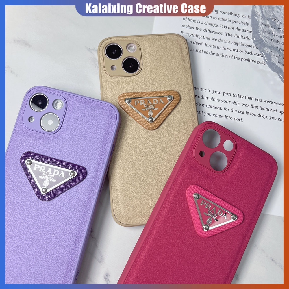 Casing Handphone Bahan Kulit Untuk iPhone 14 Pro Max14 Plus 13ProMax 12 ProMax 11Pro X Xr Xs Max Hard Prada Case Back Cover