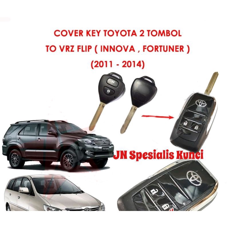 Casing Kunci remot model lipat innova yaris vios altis fortuner inova/Casing lipat flip key toyota tiga tombol innova fortuner hilux altis