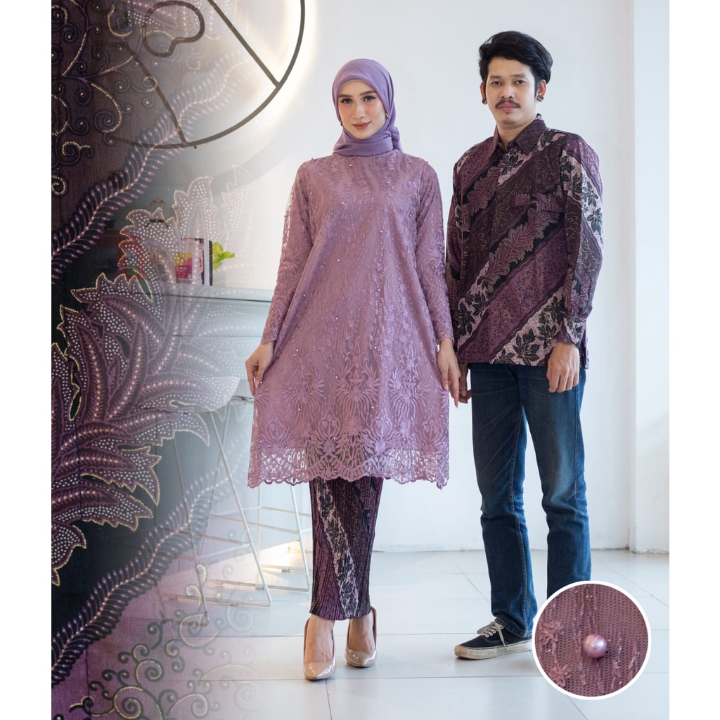 Setelan Kebaya Tunik Batik Couple Modern Terbaru Outfit Pasangan by Rira