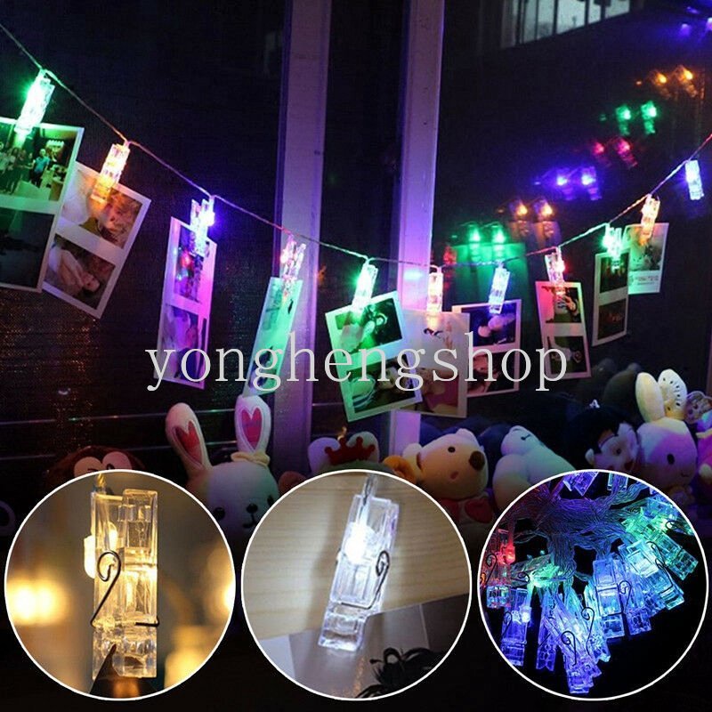 Kreatif Lampu String LED Dengan Klip Foto Lampu Gantung Snowflake Unicorn Berbentuk Bunga Peri Cahaya Valentine Hari Pernikahan Lamaran Xmas Pesta Dekorasi Cahaya