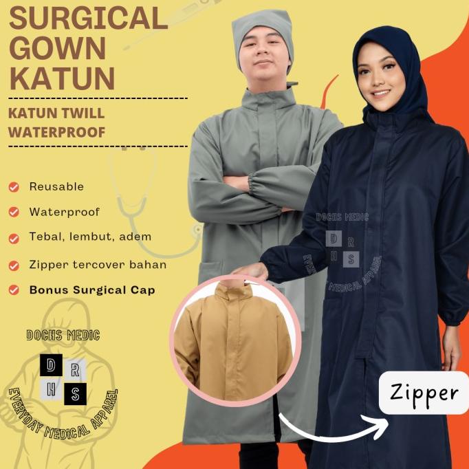 Surgical Gown Katun / Gaun APD Katun / Gaun Operasi Katun