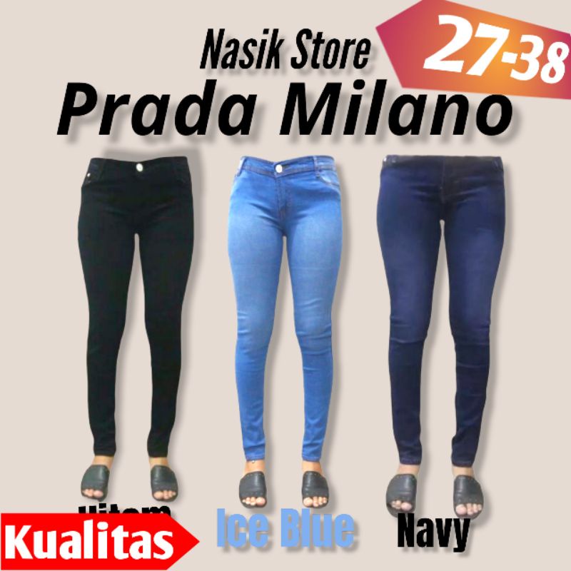RECOMMENDED PERADA BY CCNT HITAM- JEANS PENSIL WANITA BAHAN MELAR SIZE 27-38 - PRD
