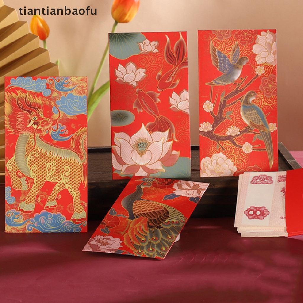 [tiantianbaofu] 6pack Amplop Merah Imlek hongbao Amplop Hadiah Uang Keberuntungan Paket Merah Untuk Berkah Tahun Baru2023Tahun Butik Kelinci