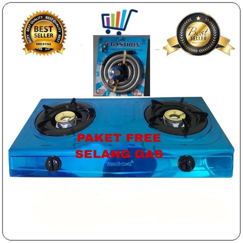 Kompor Gas 2 Tungku +  PAKET Selang Regulator Stainless Stell  SNI