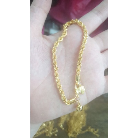 Gelang tangan dewasa rantai tambang besar jumbo emas asli 375 37,5% muda kuning
