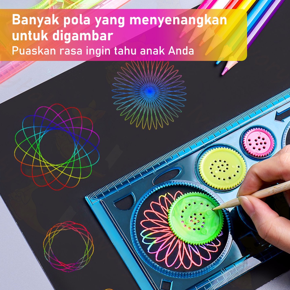 Ivorybaby Penggaris garisan rotary bunga kembang spirograph penggaris geometrik ruler