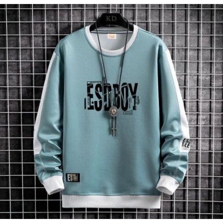 Sweater Crewneck Basic ESOOBOY Atasan Outerwear Fashion Korean Style OOTD Terkini Look Kasual Santai