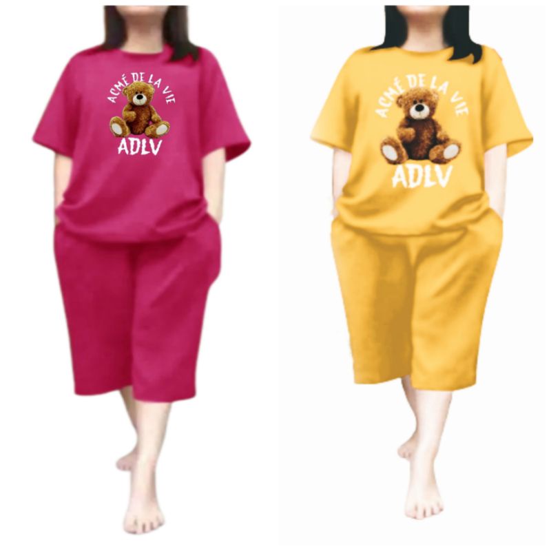 Baju Setelan Wanita Dewasa Jumbo Ld 115 Cm One Set Wanita Baju Kaos dan Celana Pendek Oversize 3/4 Baju Setelan Cewek Dewasa Terbaru 2023 Kekinian Stelan Wanita Dewasa Viral Set Bear