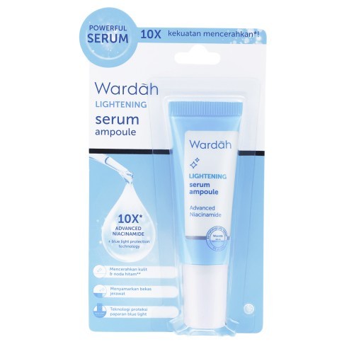 Wardah Lightening Serum Ampoule 8 ml - Skincare Niacinamide Mencerahkan Biru BPOM White Whitening