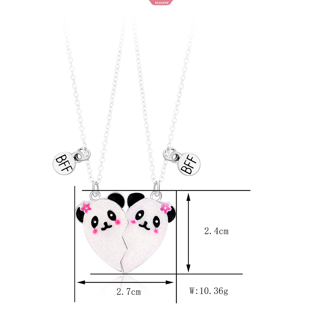 2buah/set Liontin panda BFF Berbentuk Hati Sahabat Kalung Anak Dan Perempuan fashion Hadiah Persahabatan [ZXL]