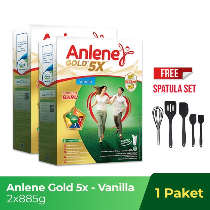 

[NEW] Anlene Gold 5X Susu Bubuk Vanilla 2 X 885g + Spatula Set