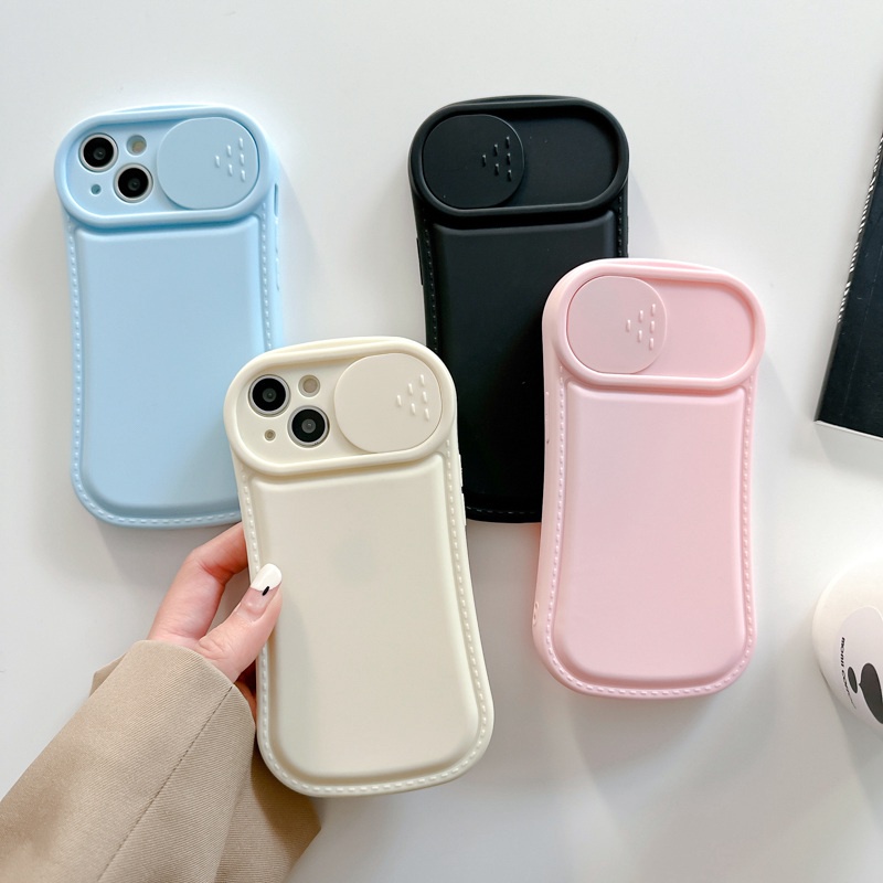 Fashion Candy 4Colors Push The Window Cover Soft Case iP iPhone 11 12 13 14 Pro Max Casing Apple