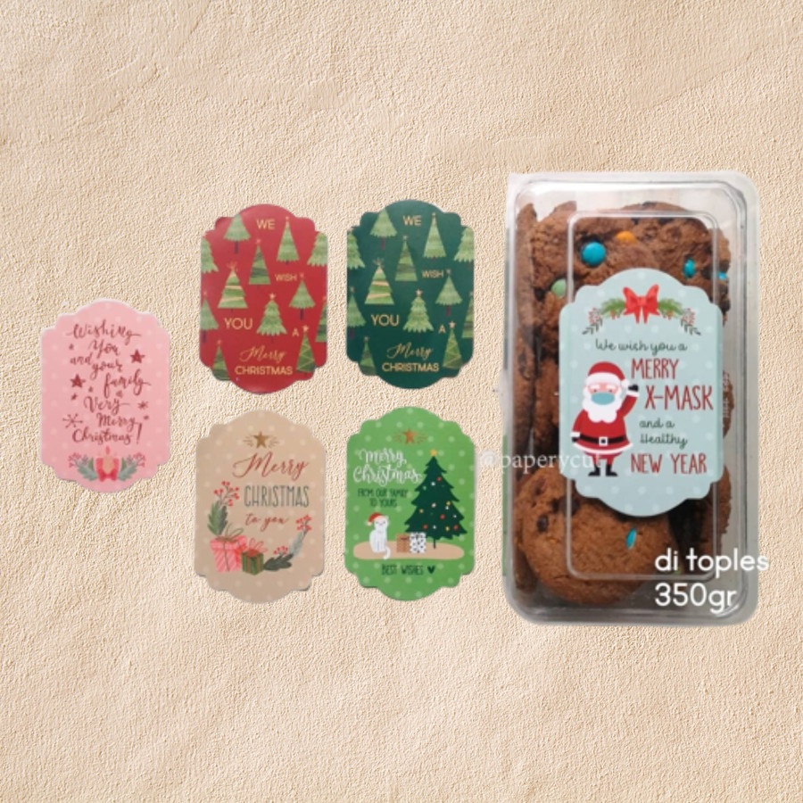 

Sticker Hardtop Packaging Toples Cookies Natal / Christmas 5 x 7,5 cm