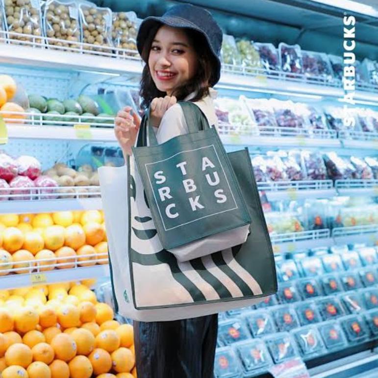 

(X-U3U-☛) Tas Totebag Kain Spunbond Starbucks Siren Tas Belanja Lipat Reusable Goodie Bag Merchandise Starbucks Starbuck Tas Spunbound Premium Original Murah Ready Stock paling laris