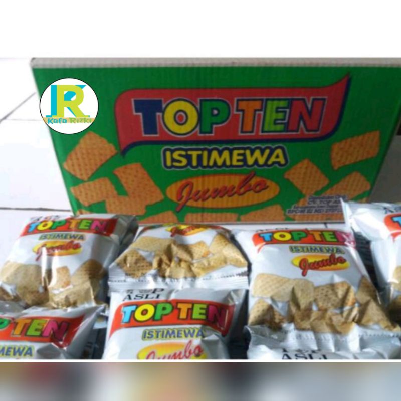 

TOP TEN ISTIMEWA, JUMBO, SNACK JADUL GURIH, KEMASAN 1 DUS ISI 40 PCS X 8 GR