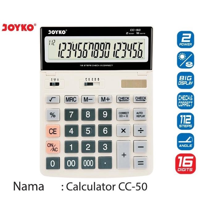 

Joyko CC-50 Calculator 16 digit angka / Kalkulator / 16 Digits jumbo